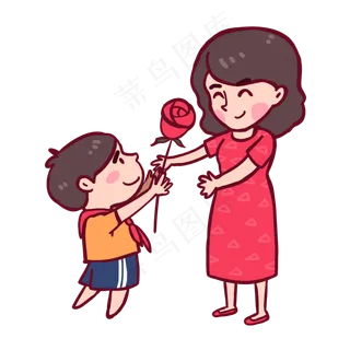教师节给可爱的老师献花手绘卡通