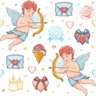 情人节爱情素描图案。