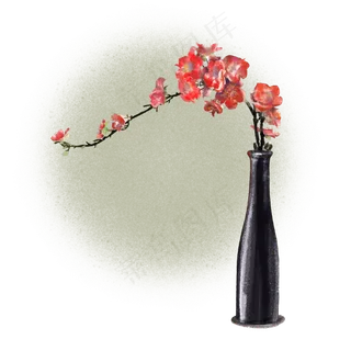 冬季绯红色唯美梅花