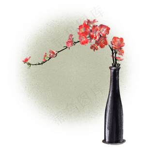 冬季绯红色唯美梅花