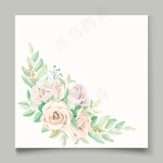 美丽柔软的花朵和树叶婚礼请柬 美丽柔软的花朵和树叶婚礼请柬