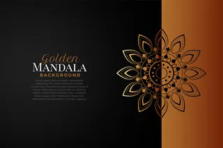 曼荼罗背景为黑色和玫瑰金色