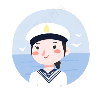 国庆节军人海军女兵蓝色扁平卡通