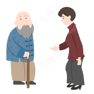 手绘矢量重阳节人物透明底免抠