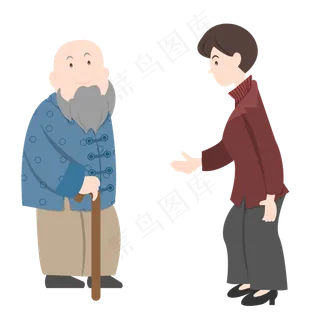 手绘矢量重阳节人物透明底免抠