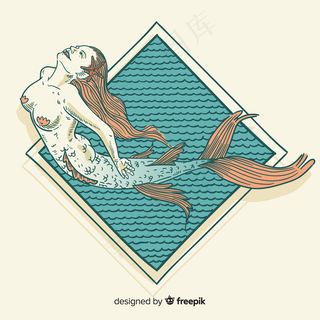 手绘美人鱼背景