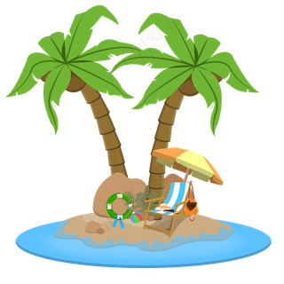 手绘矢量扁平旅游度假沙滩透明底 手绘矢量扁平旅游度假沙滩透明底