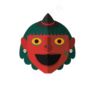 中元节祭祀面具矢量图