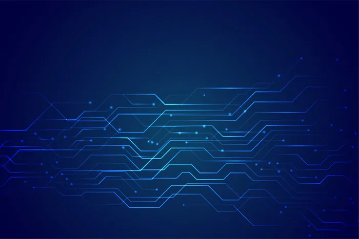 带发光线灯的蓝色技术电路图eps,ai矢量模版下载