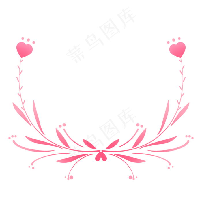 七夕情人节粉色植物爱心花边(2000X2000(DPI:300))psd模版下载