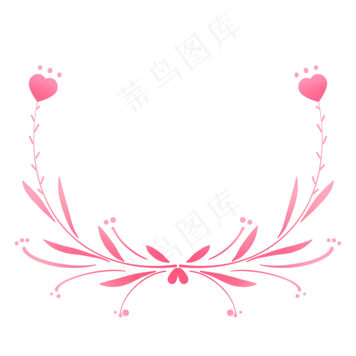 七夕情人节粉色植物爱心花边(2000X2000(DPI:300))psd模版下载