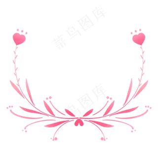 七夕情人节粉色植物爱心花边