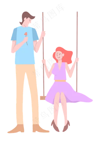 浪漫约会情侣秋千