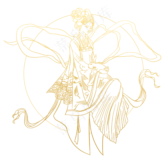 描金嫦娥(2480X2362(DPI:300))psd模版下载