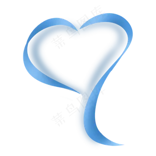 蓝色简洁七夕爱心彩带飘带丝带