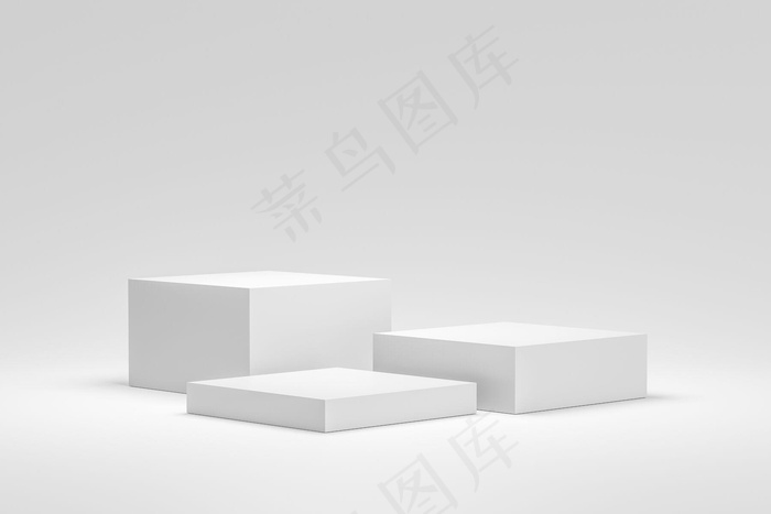 白色背景上的空讲台或台座展示，带框式展台概念。