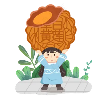 中秋节女孩举着月饼素材