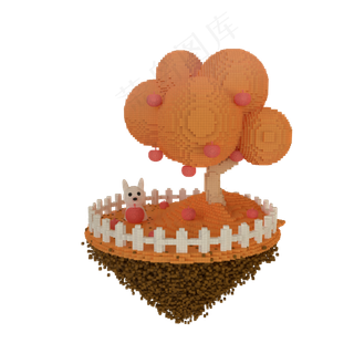 c4d像素风秋天场景