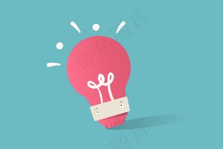 蓝色背景上的灯泡矢量图