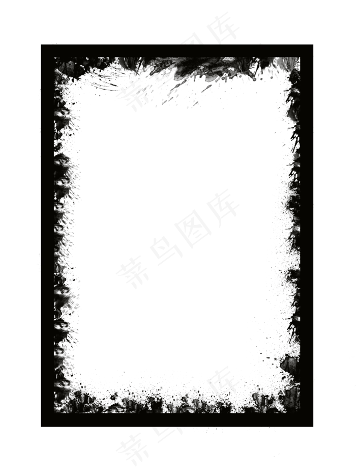 黑笔刷边框(3543X4724(DPI:300))psd模版下载
