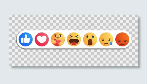 类似Facebook的圆形黄色卡通按钮移情表情反应与新的关怀反应