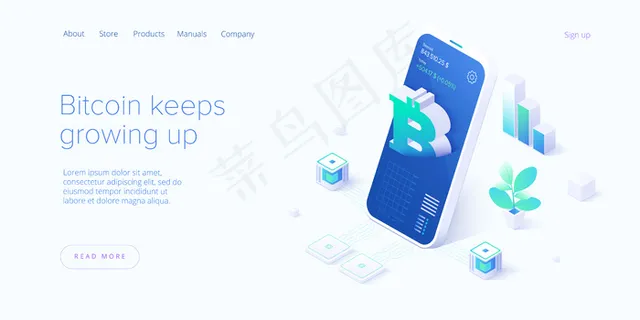 加密币采矿场。加密货币和区块链网络业务等距图。