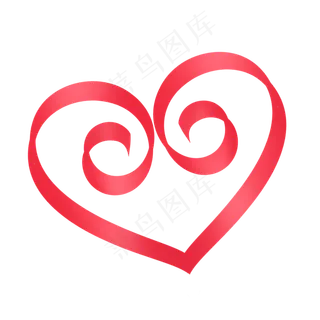 红色可爱飘带丝带爱心彩带