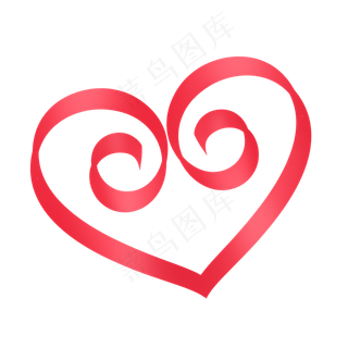 红色可爱飘带丝带爱心彩带