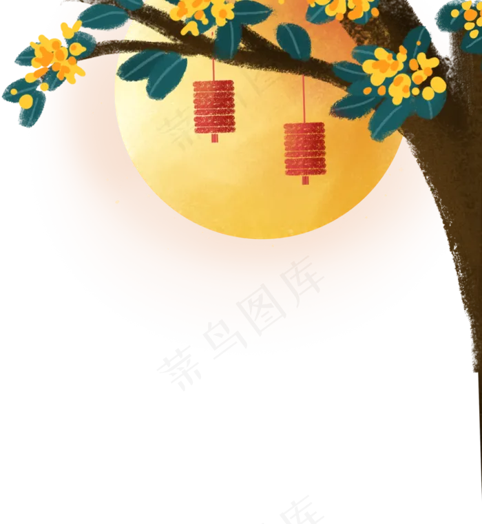 中秋节桂花树灯笼中国风(3545X3853(DPI:72))psd模版下载