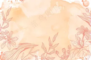 橙色粉彩手绘花卉背景