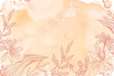 橙色粉彩手绘花卉背景 橙色粉彩手绘花卉背景