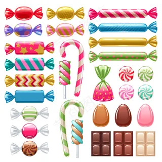 一套不同的糖果。什锦糖果。