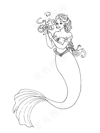 女巫手绘插图。