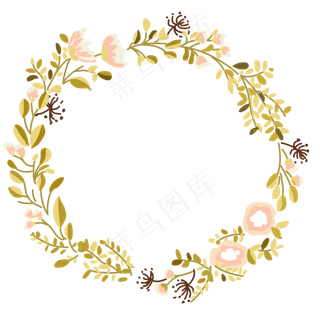 七夕粉色花朵清新秋天植物树叶装