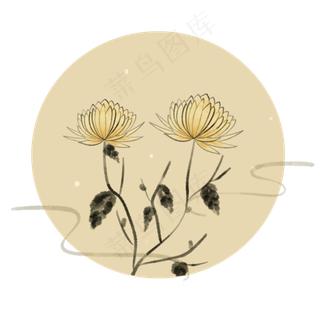 水墨简约菊花