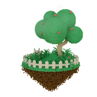 c4d像素风秋天场景