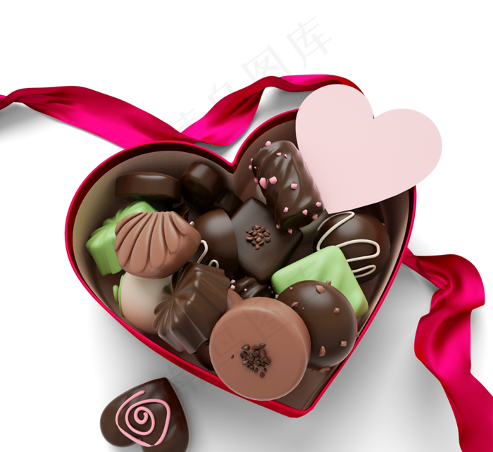 装满礼品盒的巧克力的三维元素