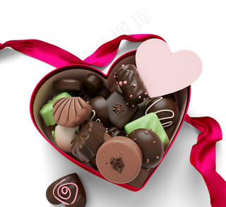 装满礼品盒的巧克力的三维元素