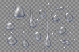 透明表面上的透明水滴，插图