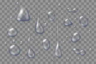 透明表面上的透明水滴，插图