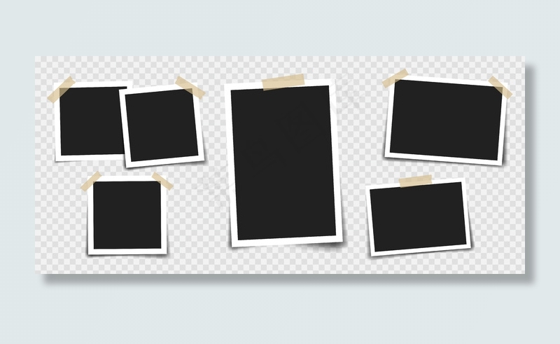 相框配有不同颜色的胶带和回形针。