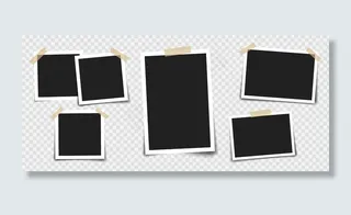 相框配有不同颜色的胶带和回形针。