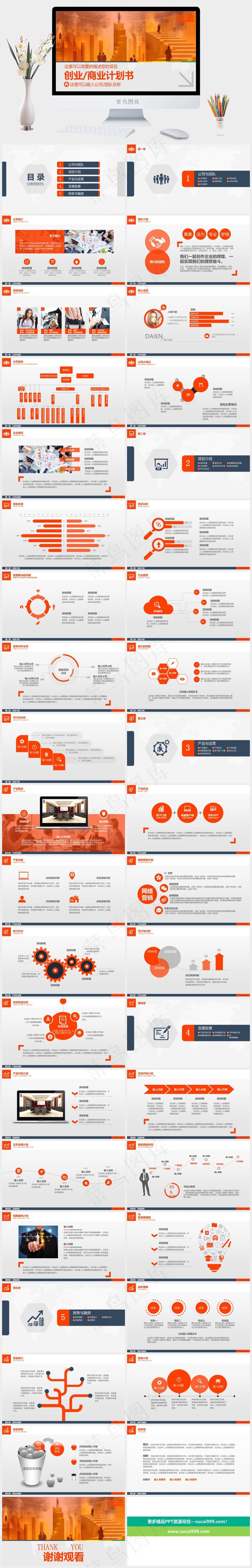 计划书商业计划书灰色橘色橙色实景风PPT模板