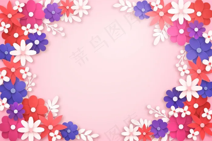 纸风格花卉背景eps,ai矢量模版下载