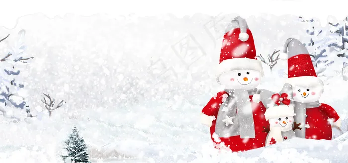 冬季温暖雪人一家(1920*900px 	       )psd模版下载