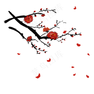 水墨古风手绘国画梅花红梅冬梅可