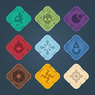 美丽的彩色方形按钮与轻边框。游戏的矢量资源。装饰元素，隔离