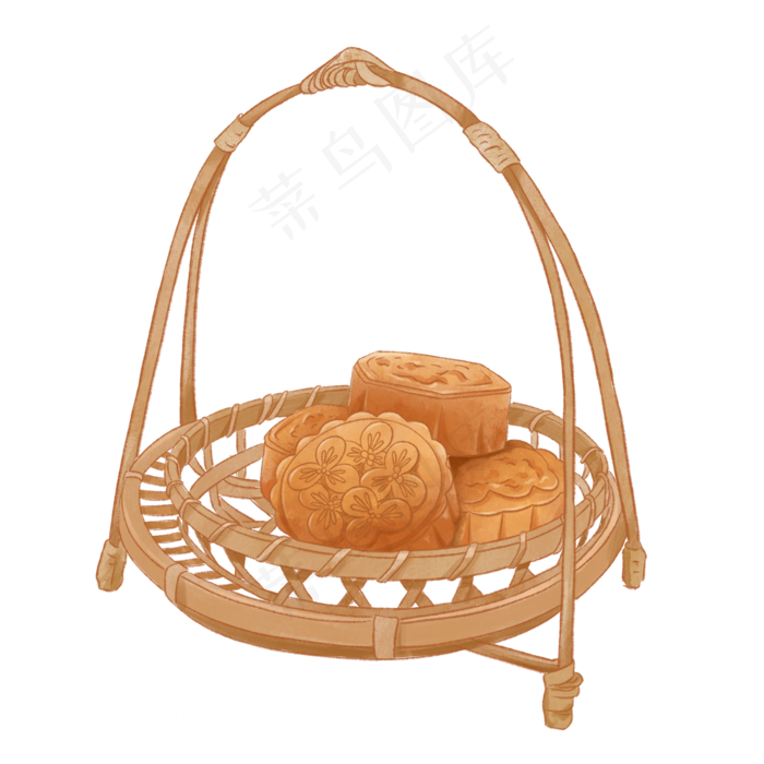 中国风水彩画中秋节月饼