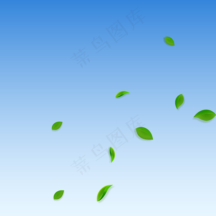 飘落的绿叶。新鲜的茶叶随风飘扬。春天的树叶在蓝天的背景下翩翩起舞。实际夏季覆盖模板。春季大甩卖。eps,ai矢量模版下载
