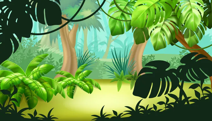 热带植物的狩猎景观。eps,ai矢量模版下载